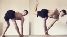 自由自在に折り曲げる！ 体がとても柔らかい男性