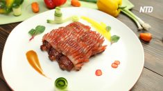 【グルメ】コウイカと豚バラの一品  シェフがイカを切る手つきに注目！