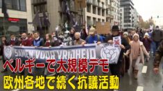 ベルギーで大規模デモ ウイルス対策の規制強化に反発