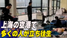 上海の空港で多くの人が立ち往生