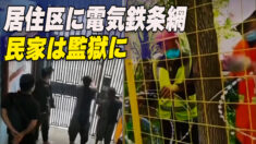 当局に子供の粉ミルクを恵んでほしいと訴える両親 居住区には電気鉄条網