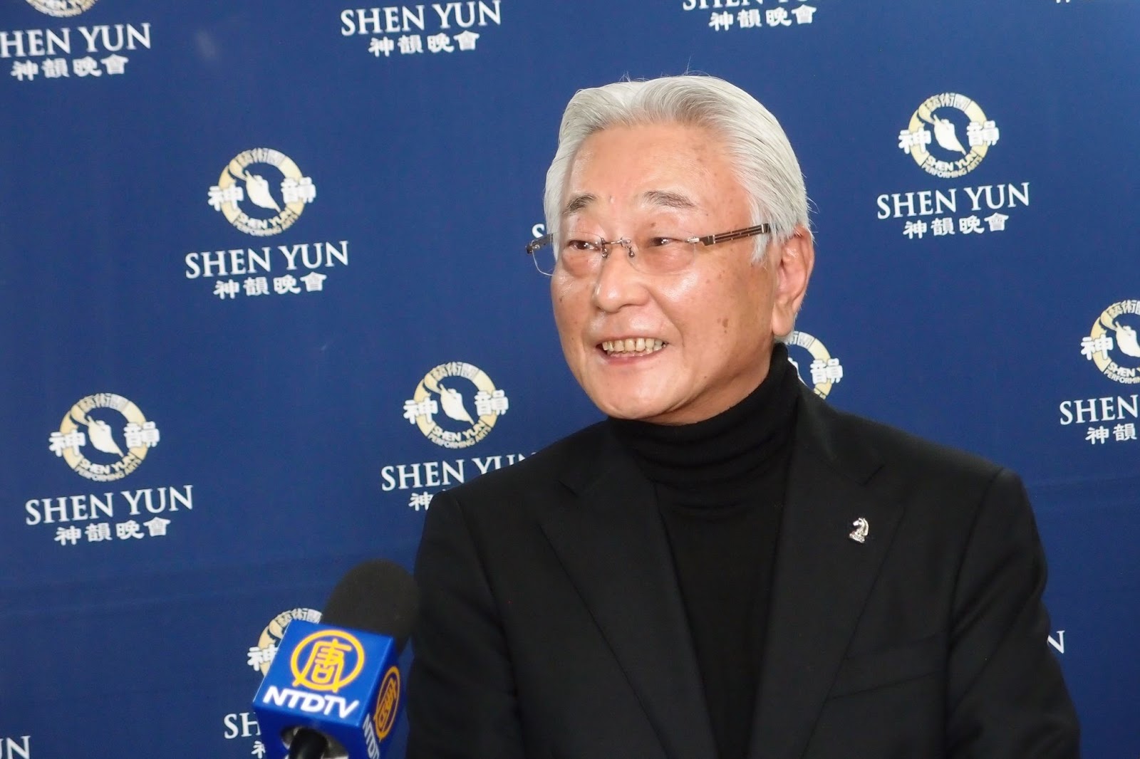 新唐人テレビに応じた物部隆義さん（NTDTV）